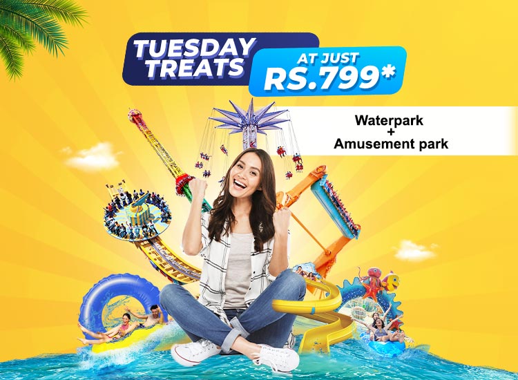 Enjoy water park & amusement park rides on Tuesday only for limited tickets. the offer is just at rs 799 for limited seats & online booking